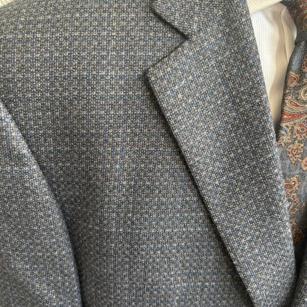 Jack Victor Blazer 48L XTall Blue 100% Wool Italian Fabric Canada Quiet Luxury